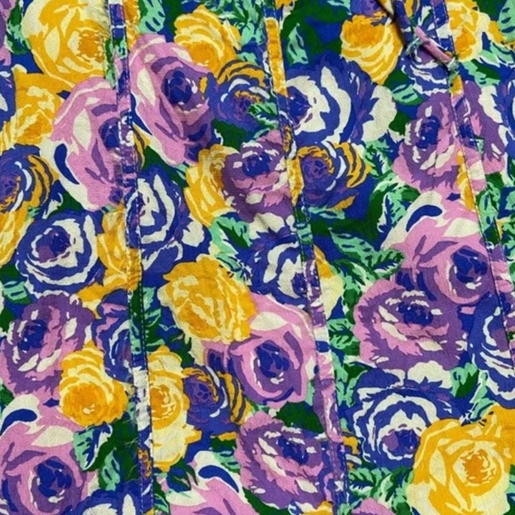 Zara Purple/Yellow/Blue Floral Print Corset Style Puff Sleeve Mini Dress - Picture 4 of 5